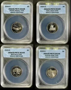 2004 2005 4 コイン ニッケル セット ピース バイソン キール オーシャン ANACS PR70DCAM パーフェクト セット SI(3)