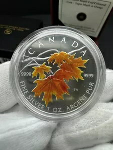 2007 カナダ 0.999 シルバー メープル リーフ コイン - オレンジのシュガー メープル