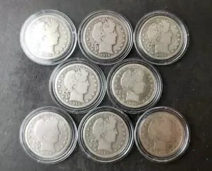 50c バーバー シルバー ハーフダラー 8 個（カプセル入り）