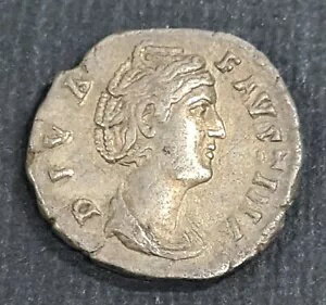 ローマのコイン、ディーヴァ ファウスティナ Snr、AD 138-192、デナリウス銀、Sear No 4581、RIC358
