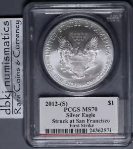 2012 (S) シルバー アメリカン イーグル $1 - PCGS MS70 - ストラック サンフランシスコ造幣局 FS(3)