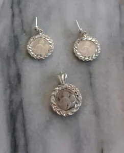 .999 シルバー ディズニー ミッキーマウス コイン イヤリング & ペンダント スターリング シルバー ベ..