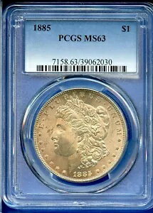 1885 P PCGS MS63 モーガン シルバー ダラー $1 米国造幣局コイン 1885-P MS-63