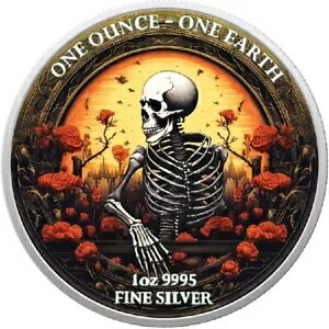 スケルトン ハロウィン 2022 $1 1 オンス アース シルバー コイン 暗闇で光る効果 フィジー