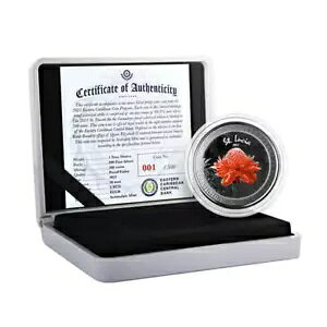 2021 EC8 セントルシア ジンジャー フラワー 1 オンス シルバー プルーフ (カラー)