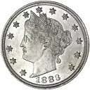 1883 (P) リバティ V ニッケル セントなし 未流通米国コイン 写真参照 R005