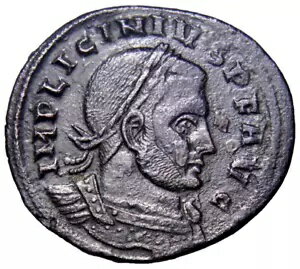 SHARP ꥭ˥ 1  AD 308-324 Aquileia Follis Jupiter Thunderbolt Roman C...