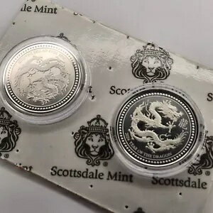 セール 2024 サモア ドラゴン年 1 オンス銀貨 2 枚ロット - ミント 8,888