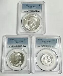 1976 S С å PCGS 졼 MS 66 ̤ή 3  å $1 50c 25c