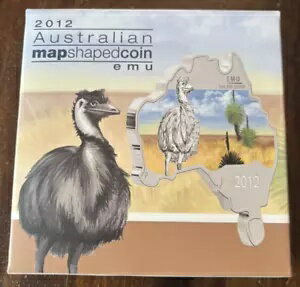 2012 オーストラリア地図型エミュー 1 オンス シルバー $1 プルーフ カラー コイン