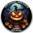 2022 フィジー ワン アース ハロウィン ジャック オー ランタン 1 オンス シルバー コイン - 300 ミント