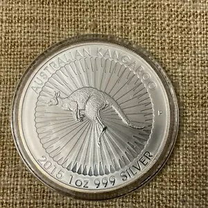 2015 パース造幣局 1 オンス シルバー カンガルー地金コイン。エアタイツカプセル。