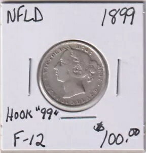 1899 ニューファンドランド 20 セント コイン シルバー フック99 F-12 inv#2314