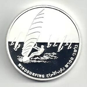 イスラエル 2004 アテネ オリンピック ウィンドサーフィン プルーフ コイン 28.8g シルバー 2 NIS