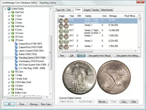 コイン + スタンプ在庫ソフトウェア。 CoinManage USA + StampManage USA (USB)