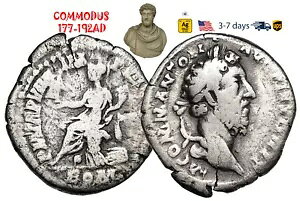古代ローマ帝国 コイン シルバー デナリウス COMMODUS 177 - 192 AD 本物 #31585