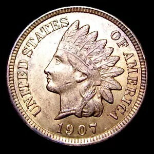 1907 インディアン セント ペニー ---- ジェム BU+ コンディション コイン ---- #II842