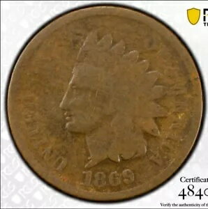 1869 インディアン ヘッド セント PCGS G04 オリジナル チョコレート カラー ロー ボール