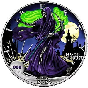2024 U.S. イーグル クロマティクス ハロウィン グリム リーパー エディション 1 オンス シルバー コイン