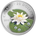 カナダ 2010 スイレン ロータス スワロフスキー クリスタル 20 ドル純銀プルーフ コイン