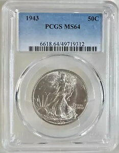 1943 ウォーキング リバティ ハーフダラー PCGS MS64 90% 銀貨!素晴らしいアイアピール！(3)
