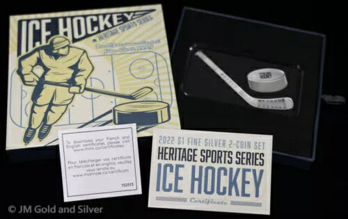2022 ソロモン アイランド ヘリテージ スポーツ アイス ホッケー セット 2x 1/2 オンス シルバー ボックス & COA 付き(3)
