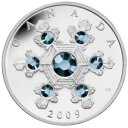 2009 カナダ $20 スワロフスキー ブルー クリスタル スノーフレーク プルーフ シルバー コイン