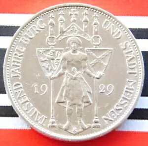 ドイツ 3 マルク ライヒスマルク 1929 E マイセン 1000 年銀貨 ワイマール + レア +