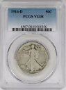 1916-D PCGS 50C シルバー ウォーキング リバティ ハーフダラー VG8 セミキー デイト(3)