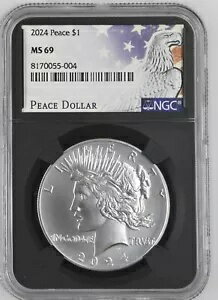 2024 ピース シルバー ダラー NGC MS69 イーグル ラベル ブラック コア !!%