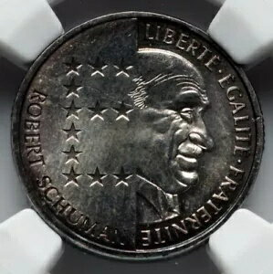 1986年 フランス ロベール・シューマン生誕100周年記念 10フラン銀貨 NGC