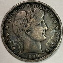 1899 バーバー ハーフダラー ベリーファイン VF コイン #12480(3)