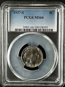 1937-S 5C バッファロー ニッケル PCGS MS66 38918095