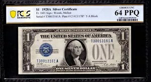 1928 A $1 С եˡХå FR.1601 TA ֥å PCGS B CU 64 PPQ