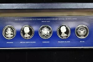 1983 シルバー プルーフ セット ? エリザベス女王 ? 30 周年記念 5 コイン クラウン?信頼できる?(3)