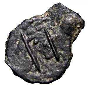 非常に希少なブランク ウィドウ マイト 2 ライン ユダヤ古代ハスモン朝コイン COA 付き