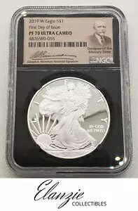 2019-W アメリカン シルバー イーグル 発行初日 NGC PF70 UC ワインマン ファクシミリ