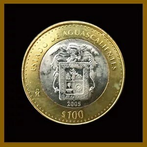 メキシコ 100 ペソ シルバー センター コイン、2005 KM# 721 アグアスカリエンテス バイメタリック (Au)