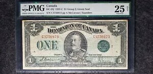 ドミニオン オブ カナダ 1923 DC-25j $1 グループ 2 (SN:C3756973 ) グリーン シール PMG VF25 ネット