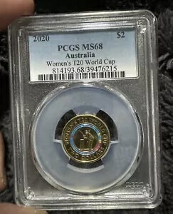 2020 2ドル硬貨 $2 レディース T20 ワールドカップ PCGS MS68 1枚のみ 上級グレード