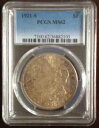 1921-S モーガン シルバー ダラー、PCGS MS-62(3)
