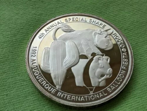 1992 アルバカーキ バルーン フィエスタ 1 TR OZ .999 ファイン シルバー ラウンド - 宝石 ブ - 希少!(3)