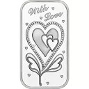 With Love ハート フラワー バレンタインデー ロマンス ギフト 1オンス 999 ファインシルバー アートバー