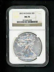 2013 W US アメリカン シルバー イーグル ドル $1.00 NGC MS 70 未流通 光沢のある GEM