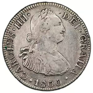 メキシコ 1800 Mo-FM 2 Reales シルバー コイン KM #91 - 軽い傷