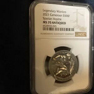 2021 カメルーン スパルタン重装歩兵伝説の戦士 1/2 オンス アンティーク コイン NGC MS70
