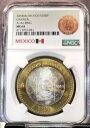 2004 メキシコ シルバー 100 ペソ エスタド デ オアハカ NGC MS 64 希少なニース BU コイン(3)