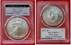 2017 (P) アメリカン 1オンス .999 ファイン シルバー イーグル - PCGS MS 70 がフィラデルフィアで襲撃されました