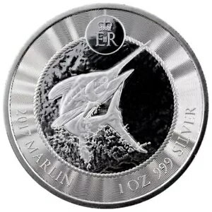 2017 ケイマン諸島カジキ 1 オンス 0.999 銀貨をカプセルに封入