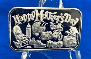 1オンスハッピー母の日クラウン ミント .999 シルバー アート バー